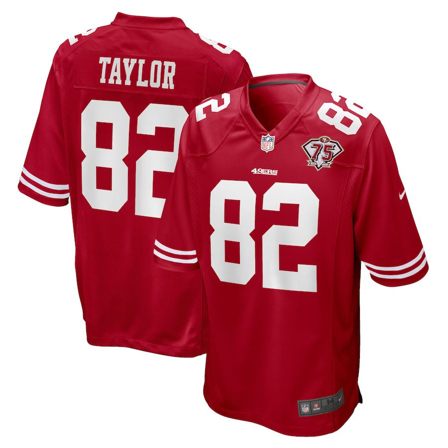 Men San Francisco 49ers 82 John Taylor Nike Scarlet 75th Anniversary Game Retired Player NFL Jersey